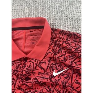 Nike Golf Polo Shirt Mens Large Red All Over Print Dri Fit Victory DV8497
